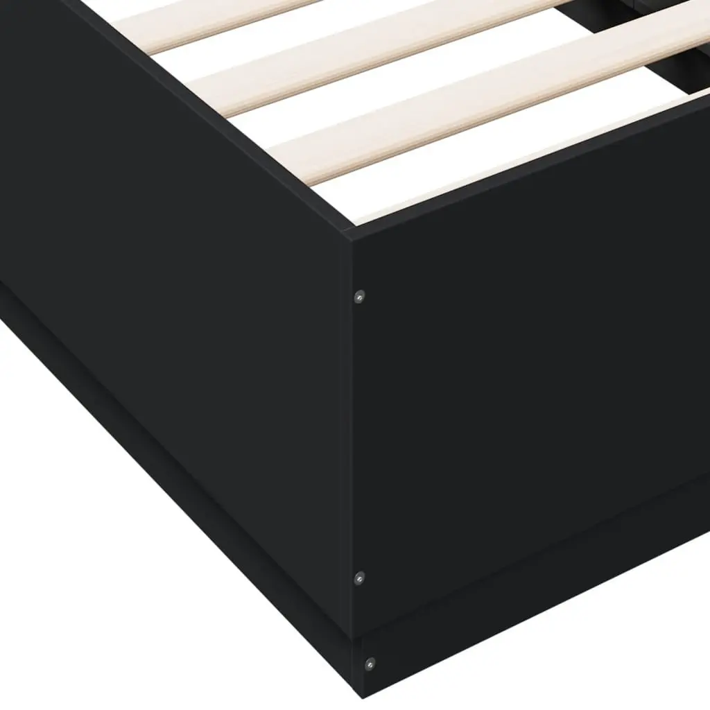 Bed Frame Engineered Wood 90x190 cm Modern Black Slatted Base