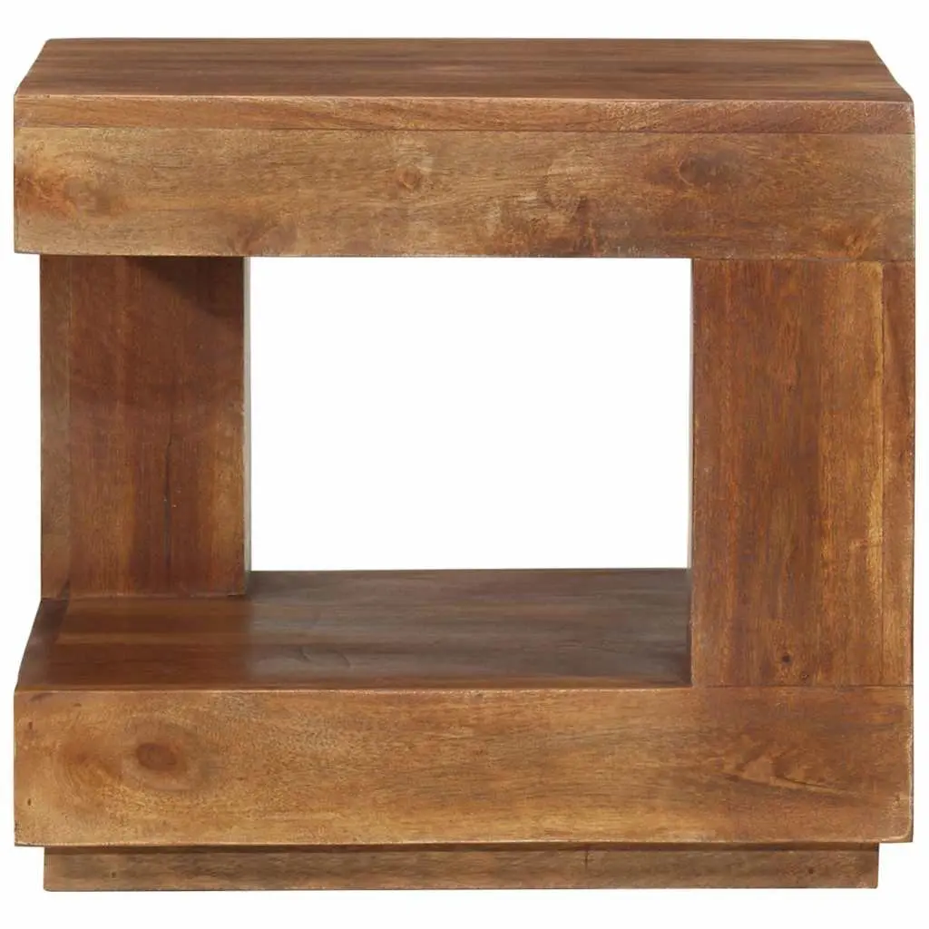 Coffee Table Solid Acacia Wood 45x45x40 cm Brown with Storage Shelf