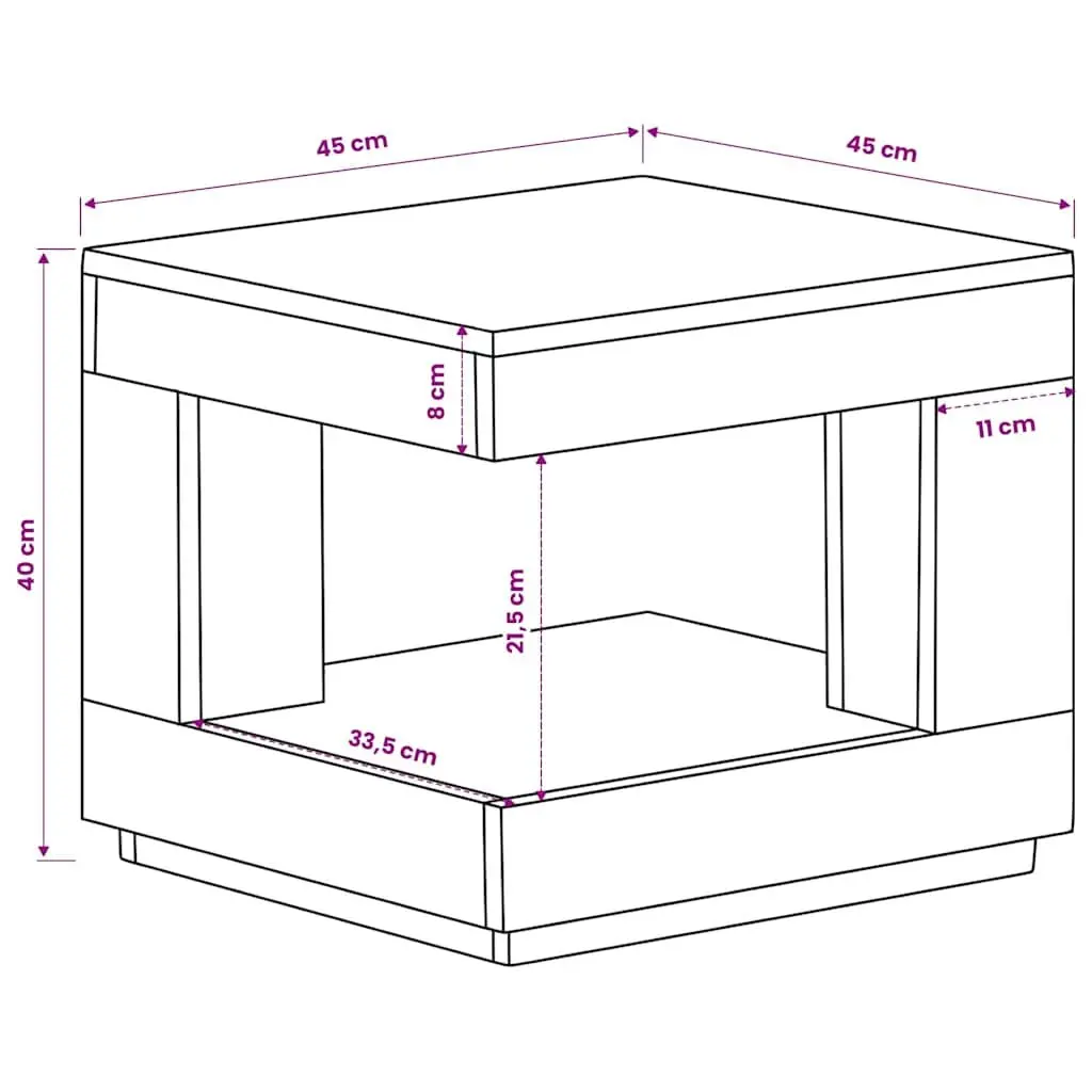 Coffee Table Solid Acacia Wood 45x45x40 cm Brown with Storage Shelf
