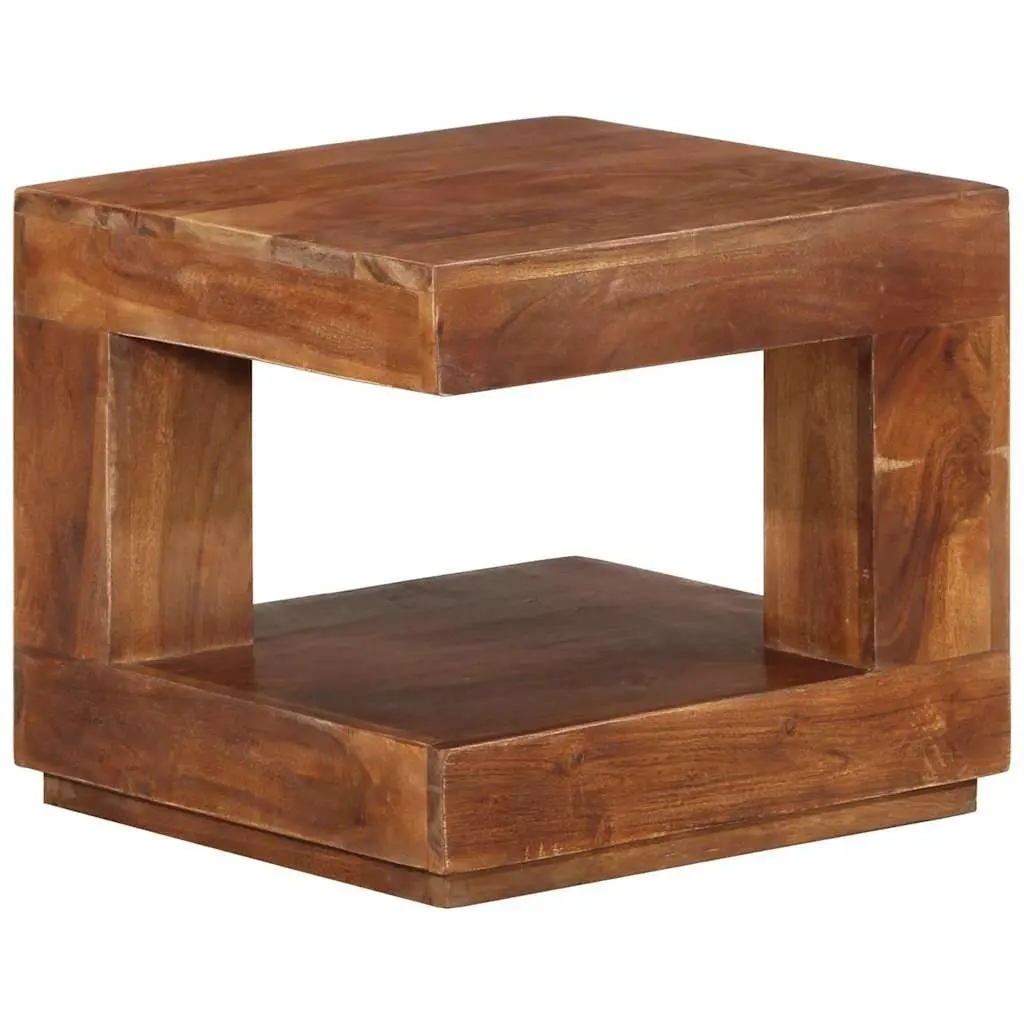 Coffee Table Solid Acacia Wood 45x45x40 cm Brown with Storage Shelf