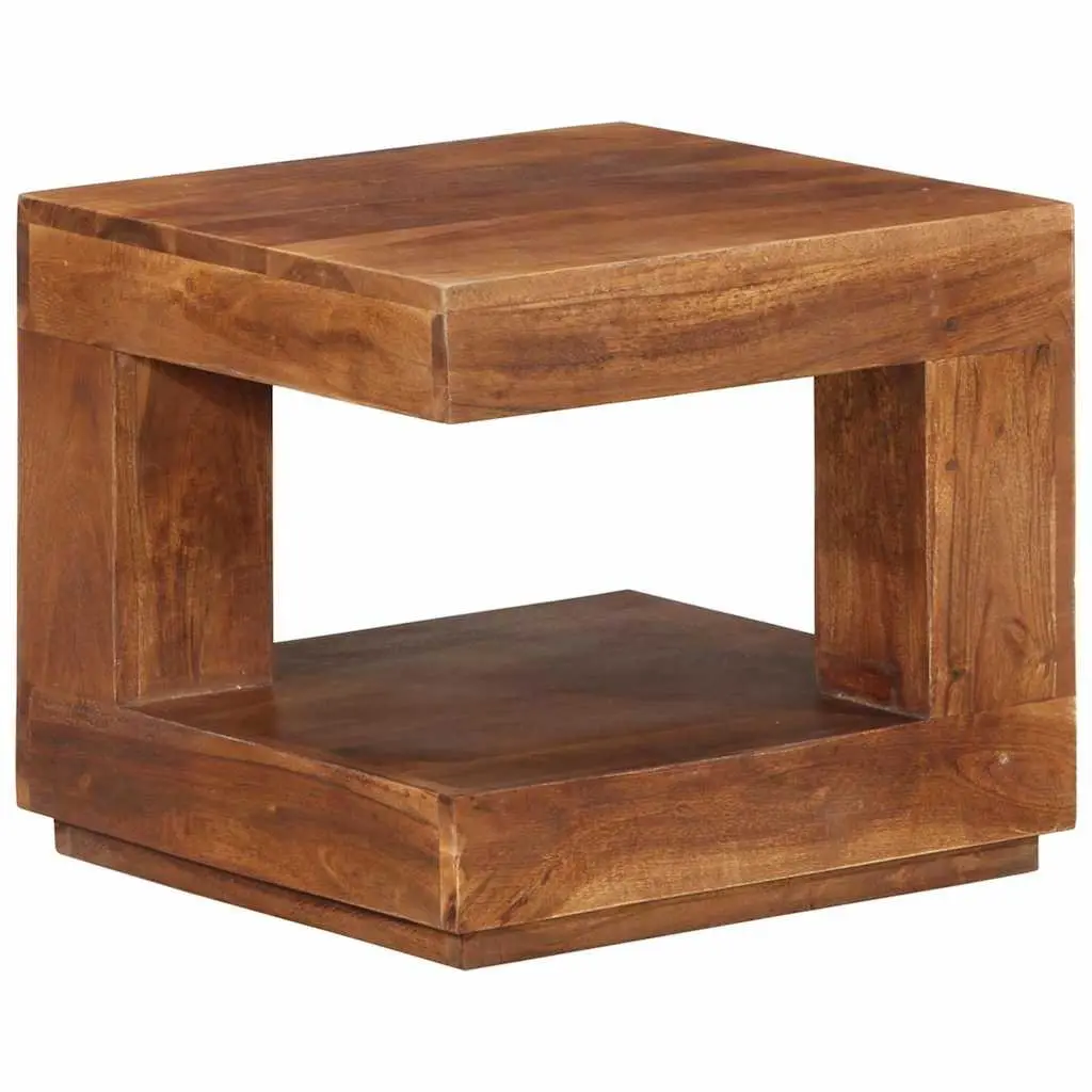 Coffee Table Solid Acacia Wood 45x45x40 cm Brown with Storage Shelf