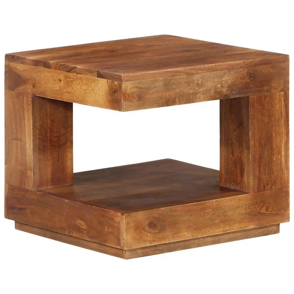 Coffee Table Solid Acacia Wood 45x45x40 cm Brown with Storage Shelf