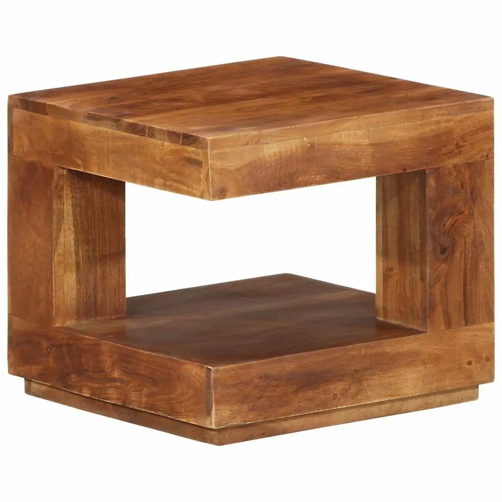Coffee Table Solid Acacia Wood 45x45x40 cm Brown with Storage Shelf