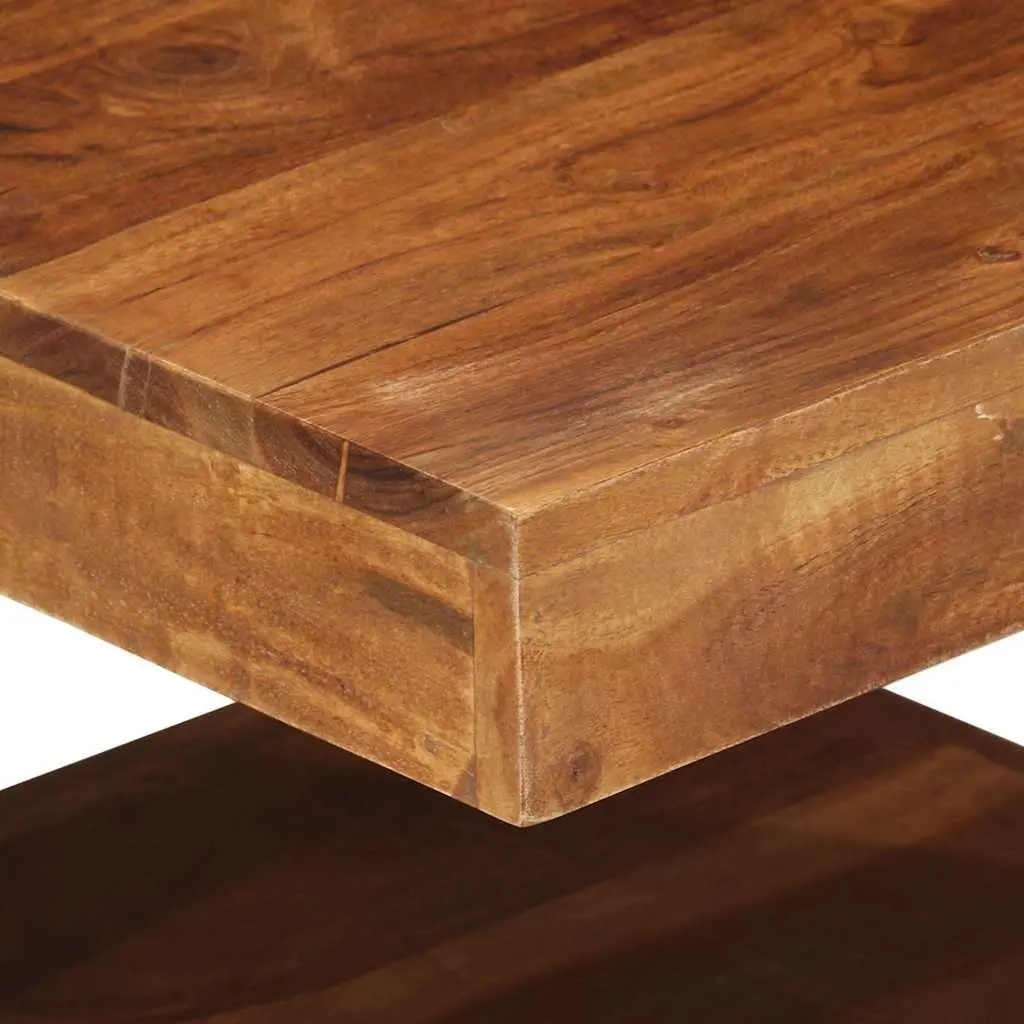 Coffee Table Solid Acacia Wood 45x45x40 cm Brown with Storage Shelf