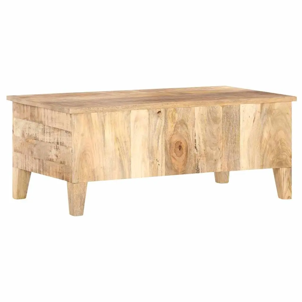 Coffee Table Solid Rough Mango Wood 100x55x40 cm Brown with Drawers Storage Compartment