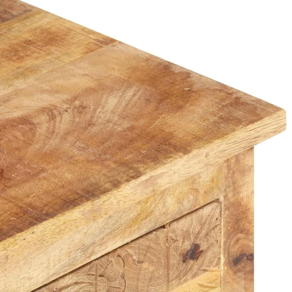 Coffee Table Solid Rough Mango Wood 100x55x40 cm Brown with Drawers Storage Compartment