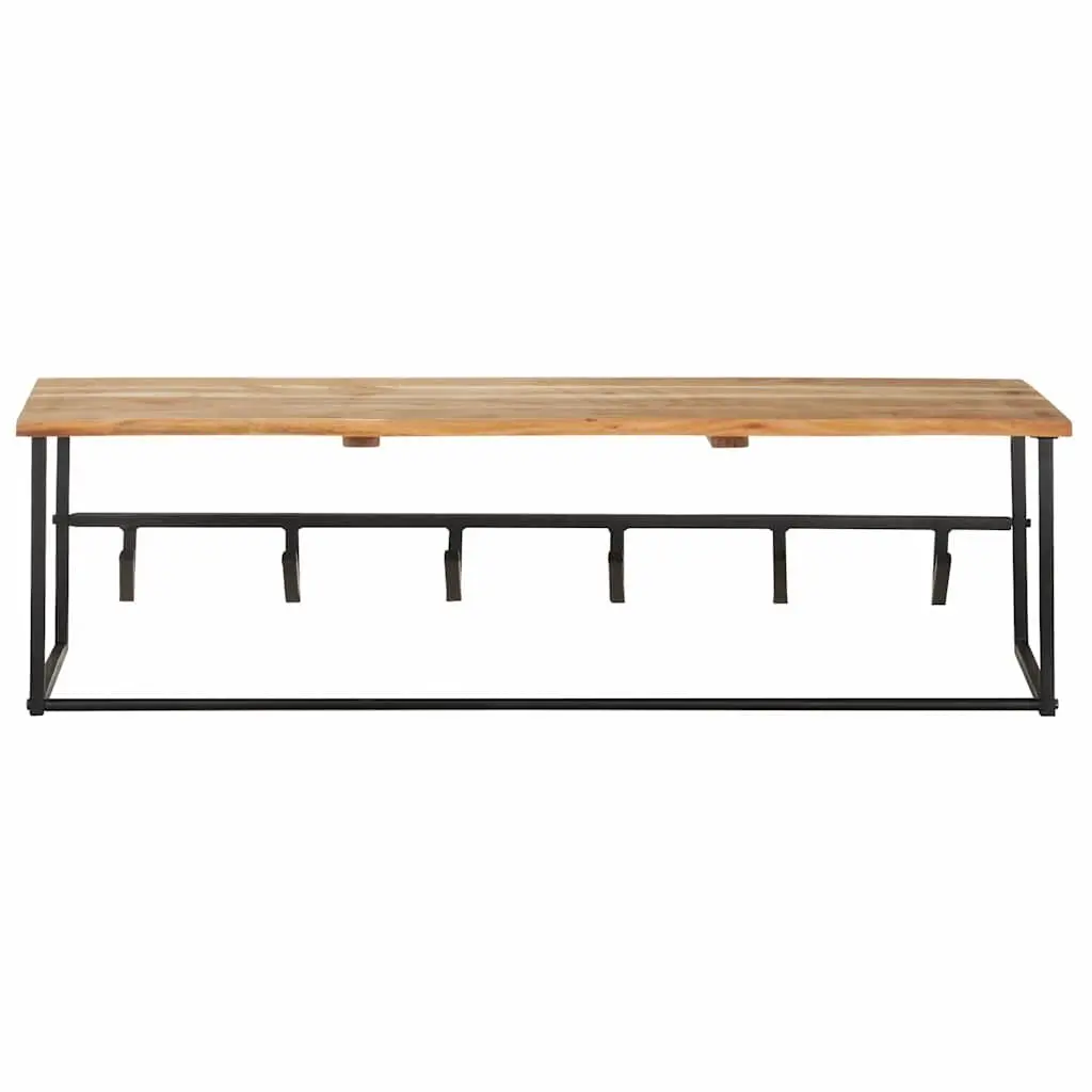 Wooden Peg Coat Rack Wall Mount Shelf Solid Acacia Wood 100 x 34 x 38 cm Brown