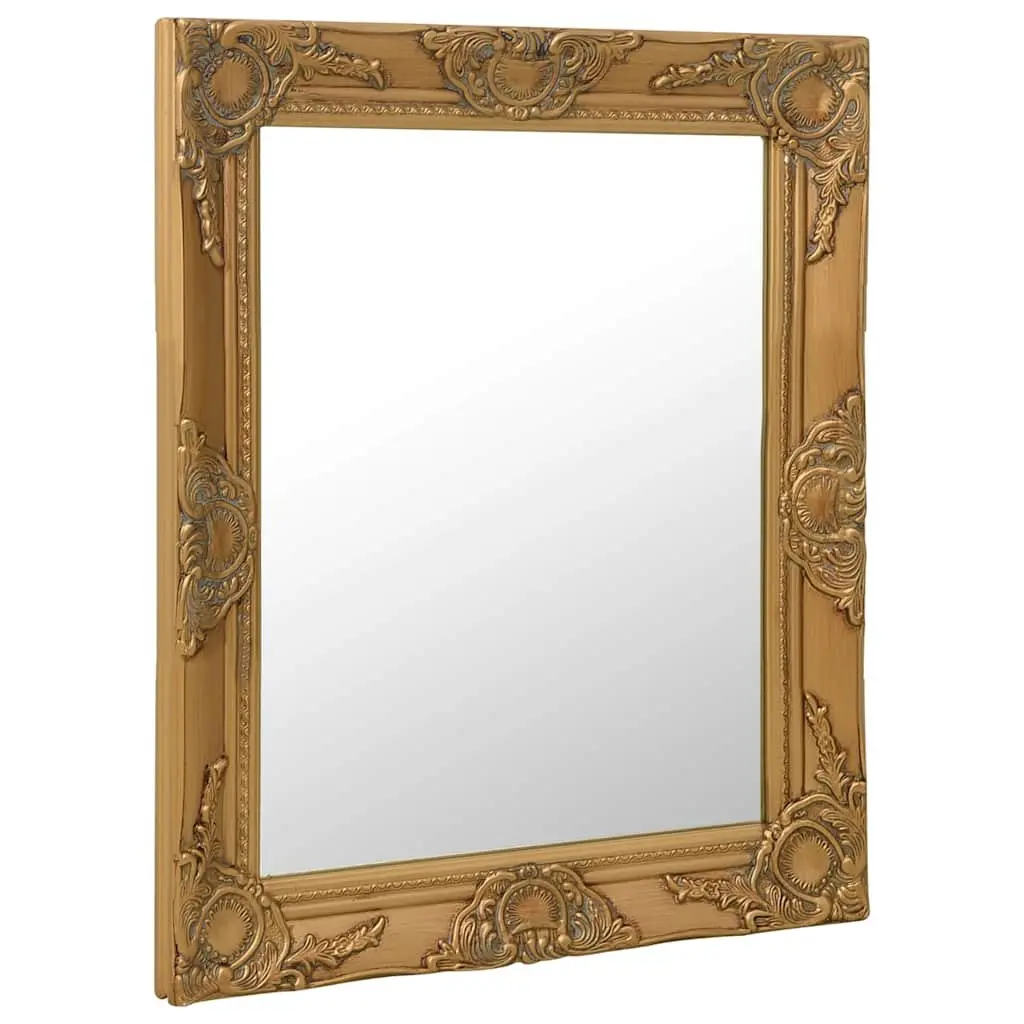 Wall Mirror Baroque Style Wooden Frame 50x60 cm Gold Decorative Home Decor