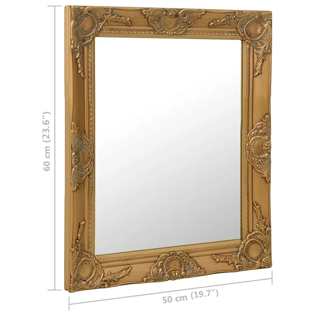Wall Mirror Baroque Style Wooden Frame 50x60 cm Gold Decorative Home Decor