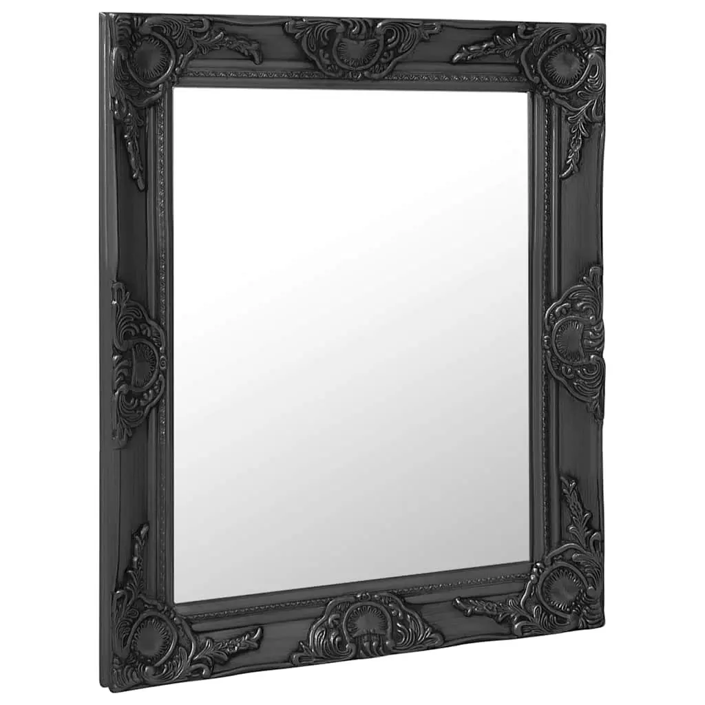 Wall Mirror Baroque Style Black Ornate Frame Decorative Home Decor 50x60 cm