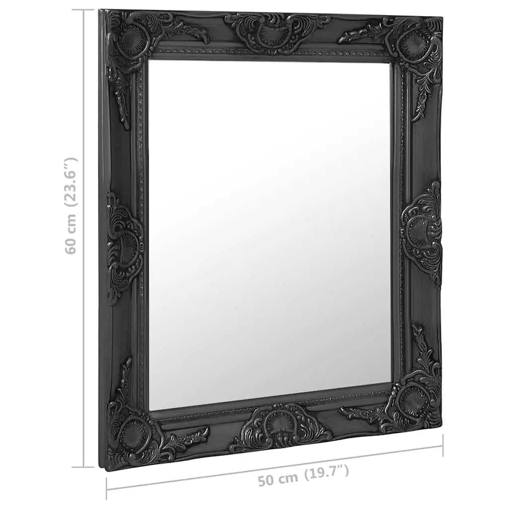 Wall Mirror Baroque Style Black Ornate Frame Decorative Home Decor 50x60 cm