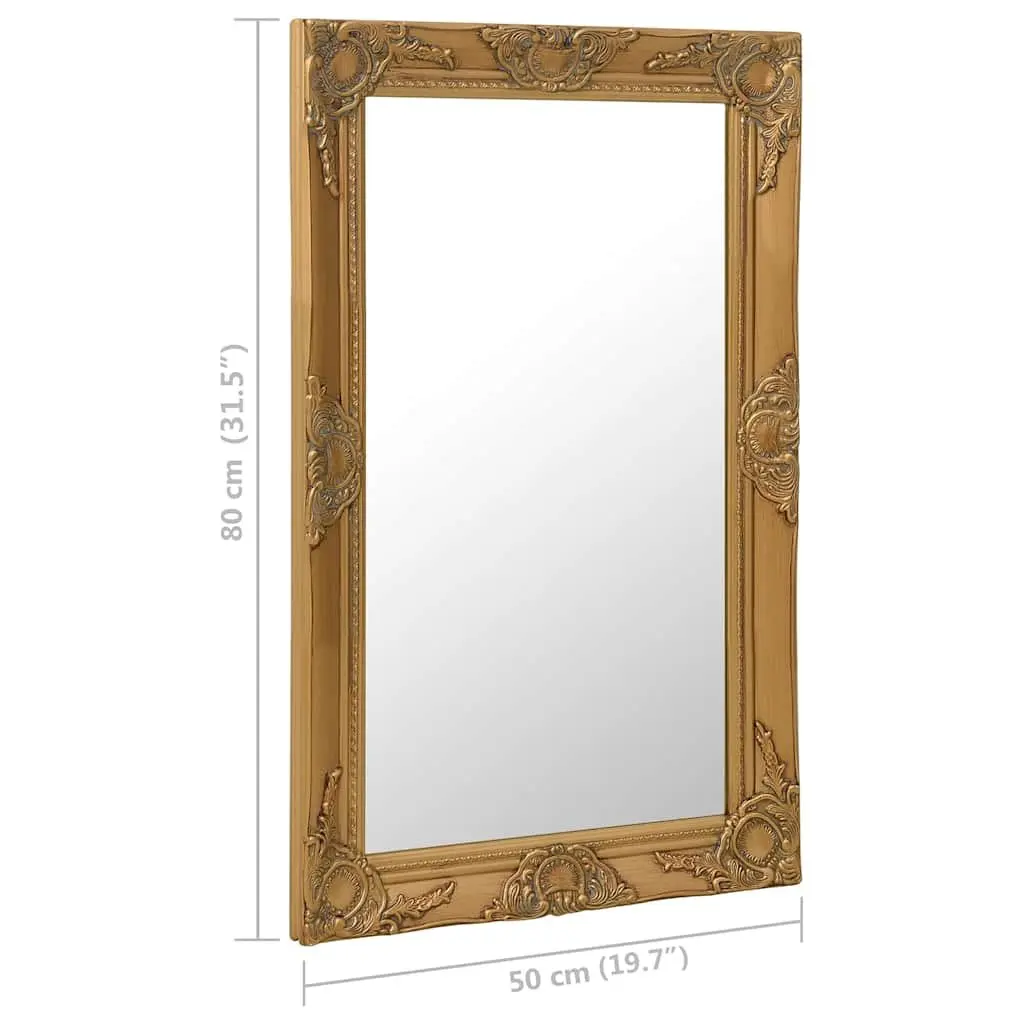 Gold Framed Wall Mirror in Baroque Style 50x80cm
