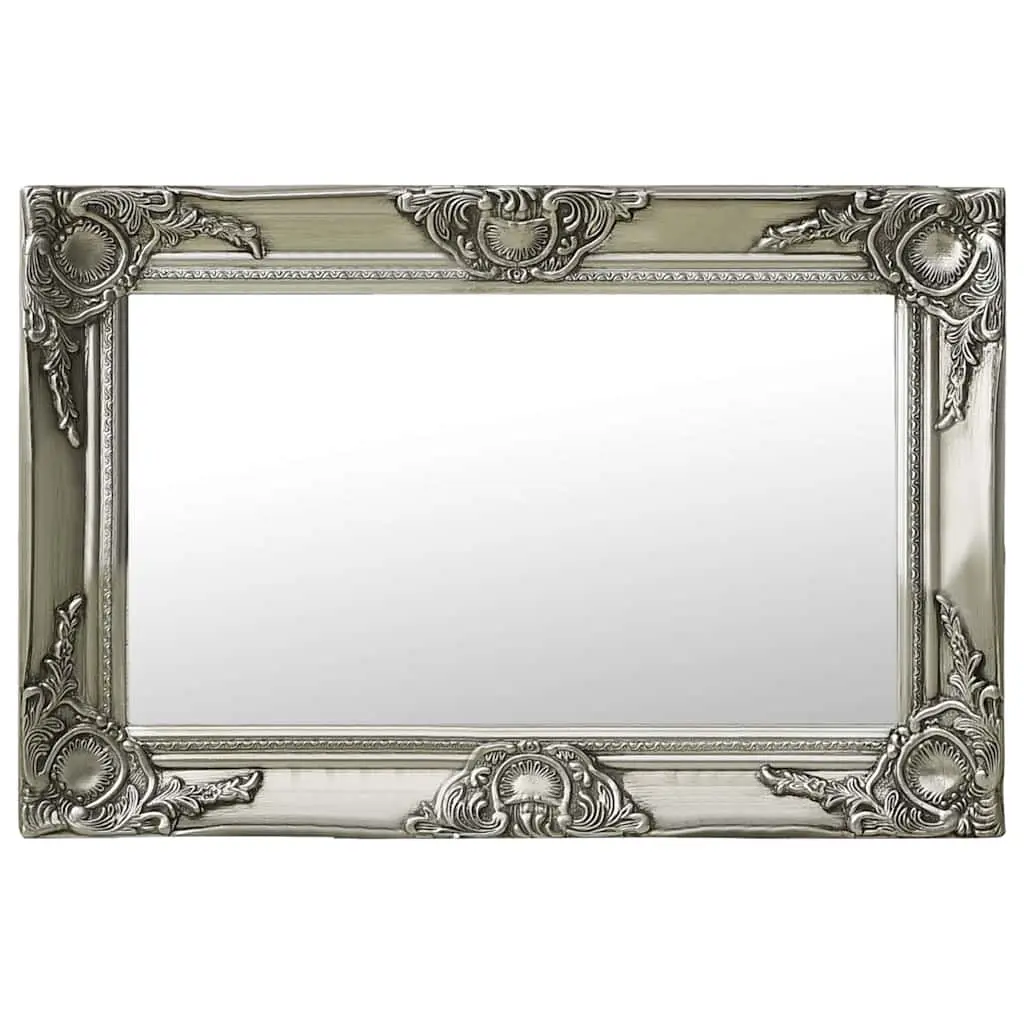 Wall Mirror Ornate Silver Frame 60x40cm Baroque Style Decorative Home Accent