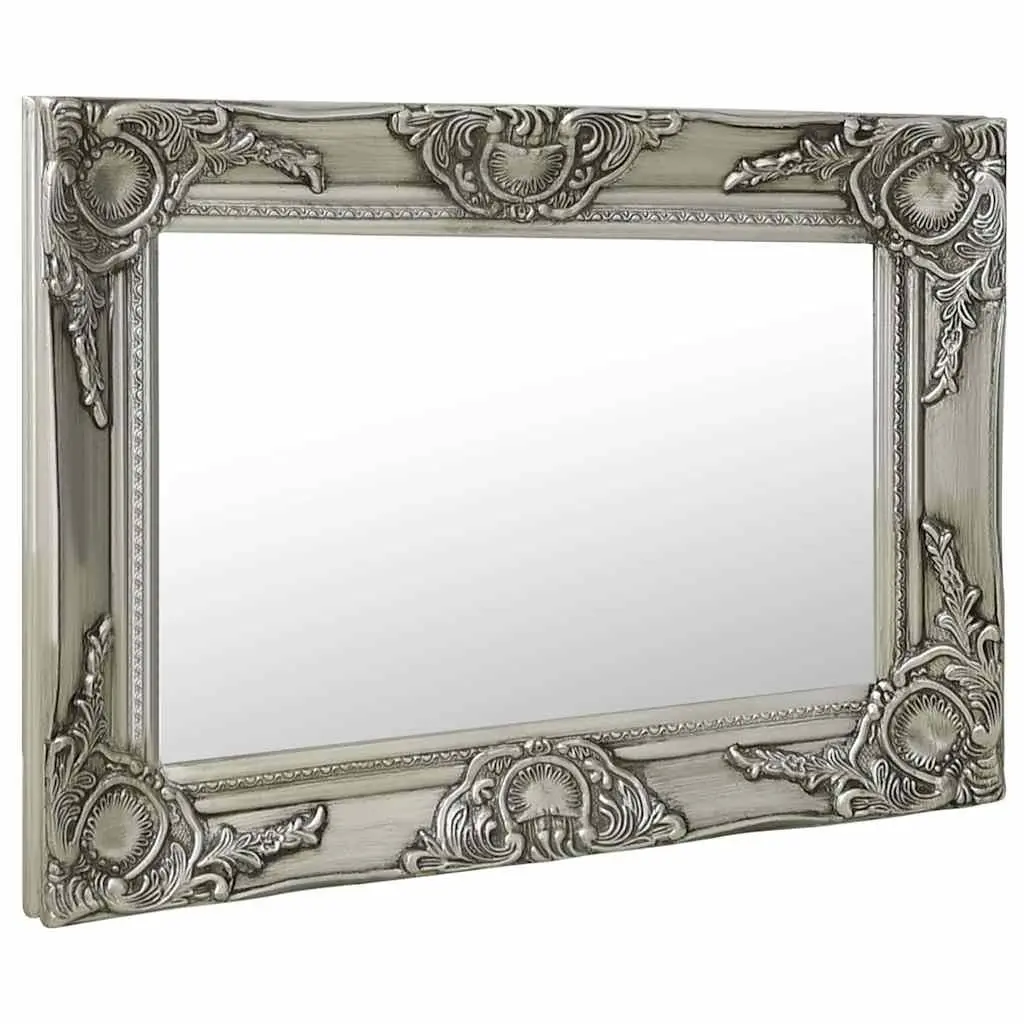 Wall Mirror Ornate Silver Frame 60x40cm Baroque Style Decorative Home Accent