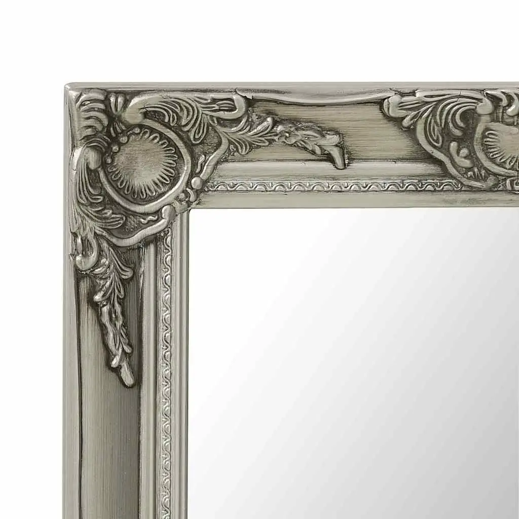 Wall Mirror Ornate Silver Frame 60x40cm Baroque Style Decorative Home Accent