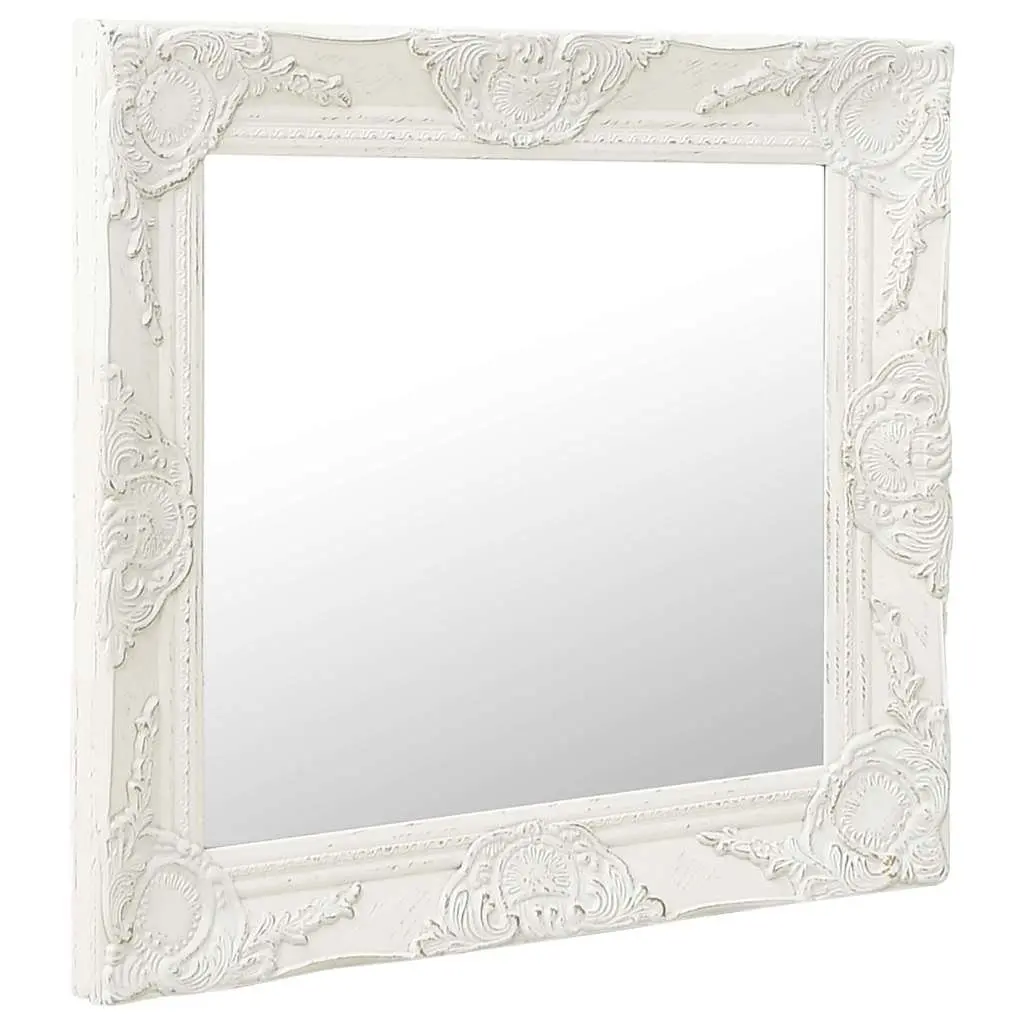 Wall Mirror Baroque Style White 60x60 cm Ornate Frame Decor