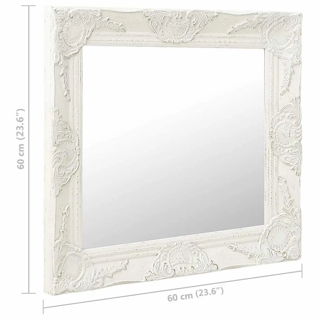 Wall Mirror Baroque Style White 60x60 cm Ornate Frame Decor