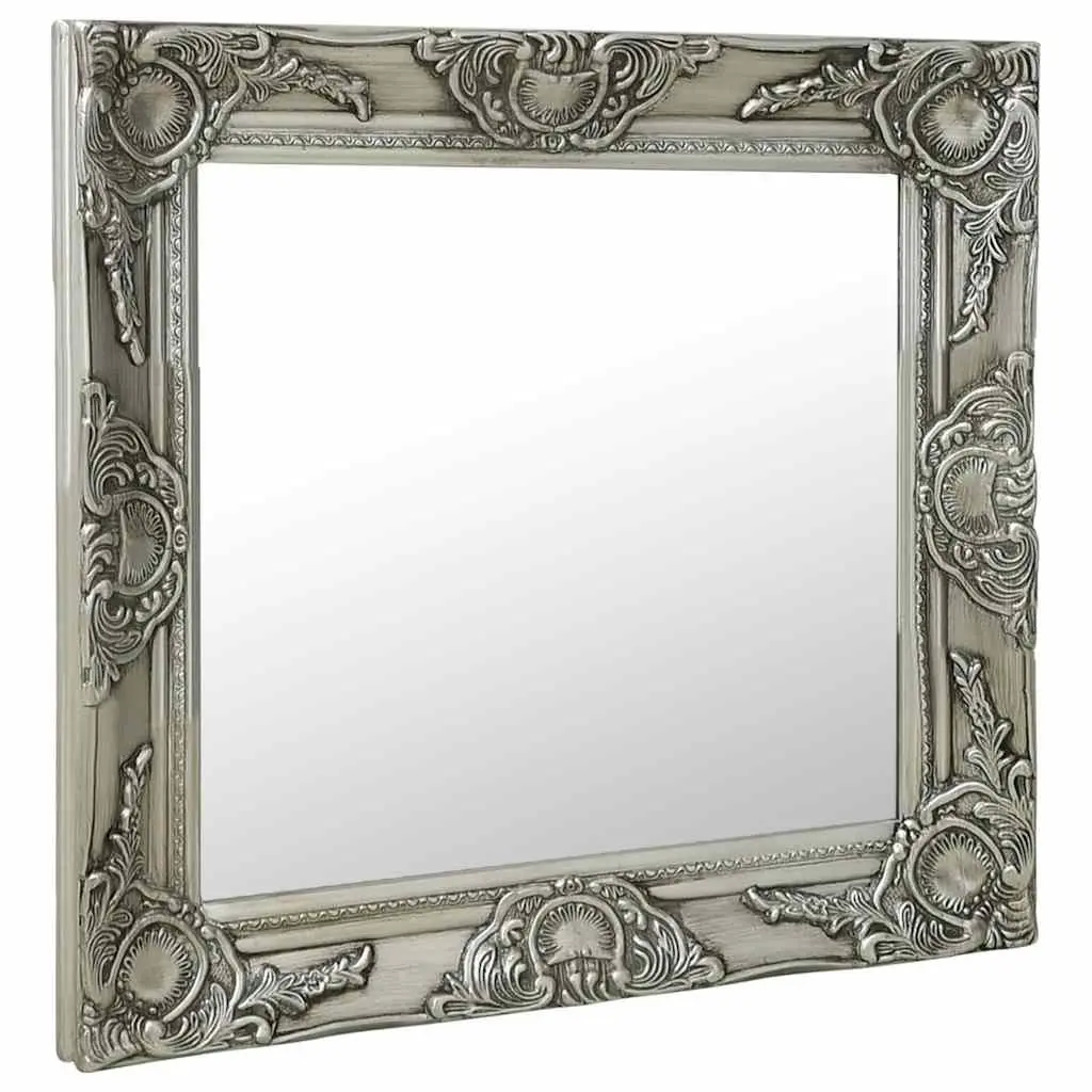 Baroque Silver Frame Wall Mirror 60x60 cm