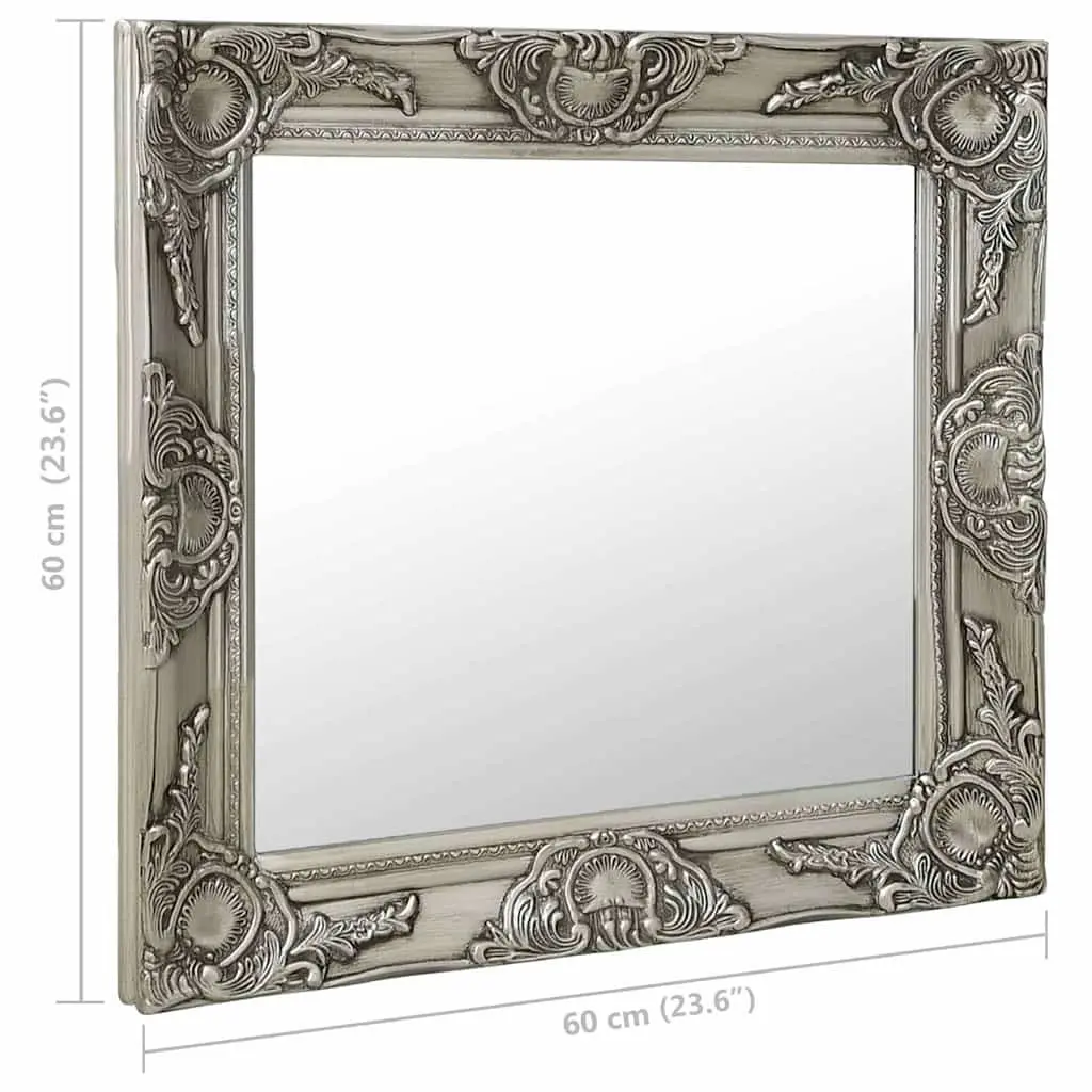 Baroque Silver Frame Wall Mirror 60x60 cm