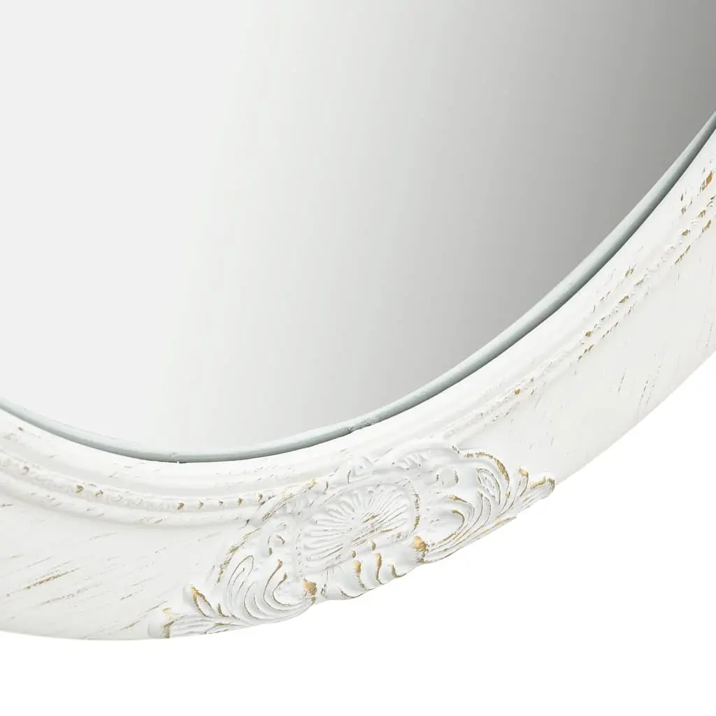 Wall Mirror Wooden Baroque Style 50x70 cm White Ornate Frame