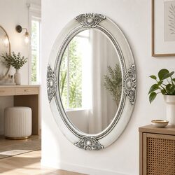 Baroque Silver Wall Mirror 50x70 cm for Living Room