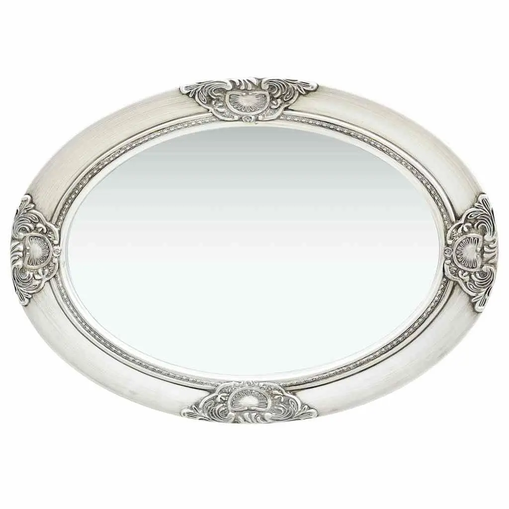 Baroque Wall Mirror Wooden Frame 50x70 cm Silver Bevelled Edge Home Decor