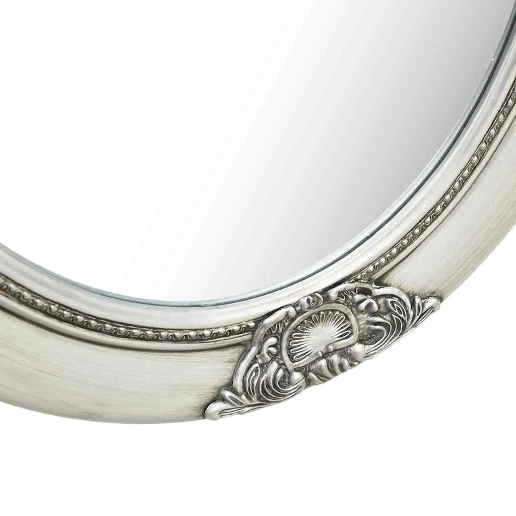 Baroque Wall Mirror Wooden Frame 50x70 cm Silver Bevelled Edge Home Decor