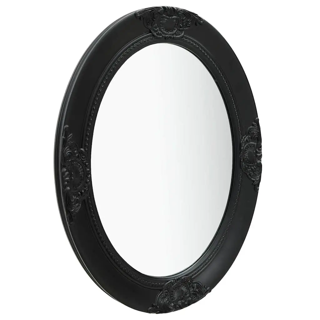Ornate Frame Wall Mirror Black 50x70cm Baroque Style Wooden Decor