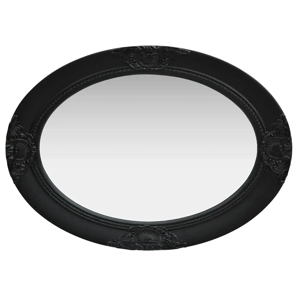 Ornate Frame Wall Mirror Black 50x70cm Baroque Style Wooden Decor