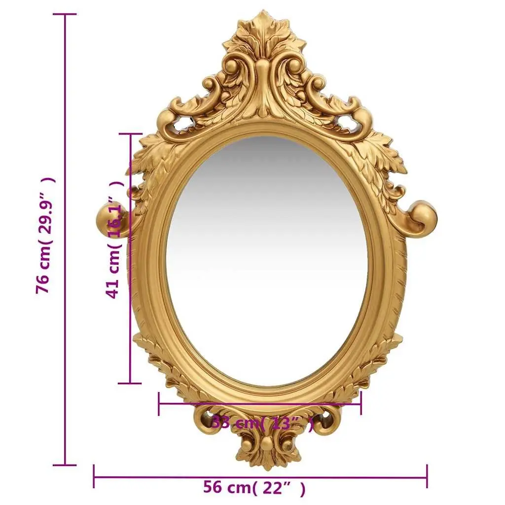 Gold Ornate Wall Mirror 56x76 cm for Home Use