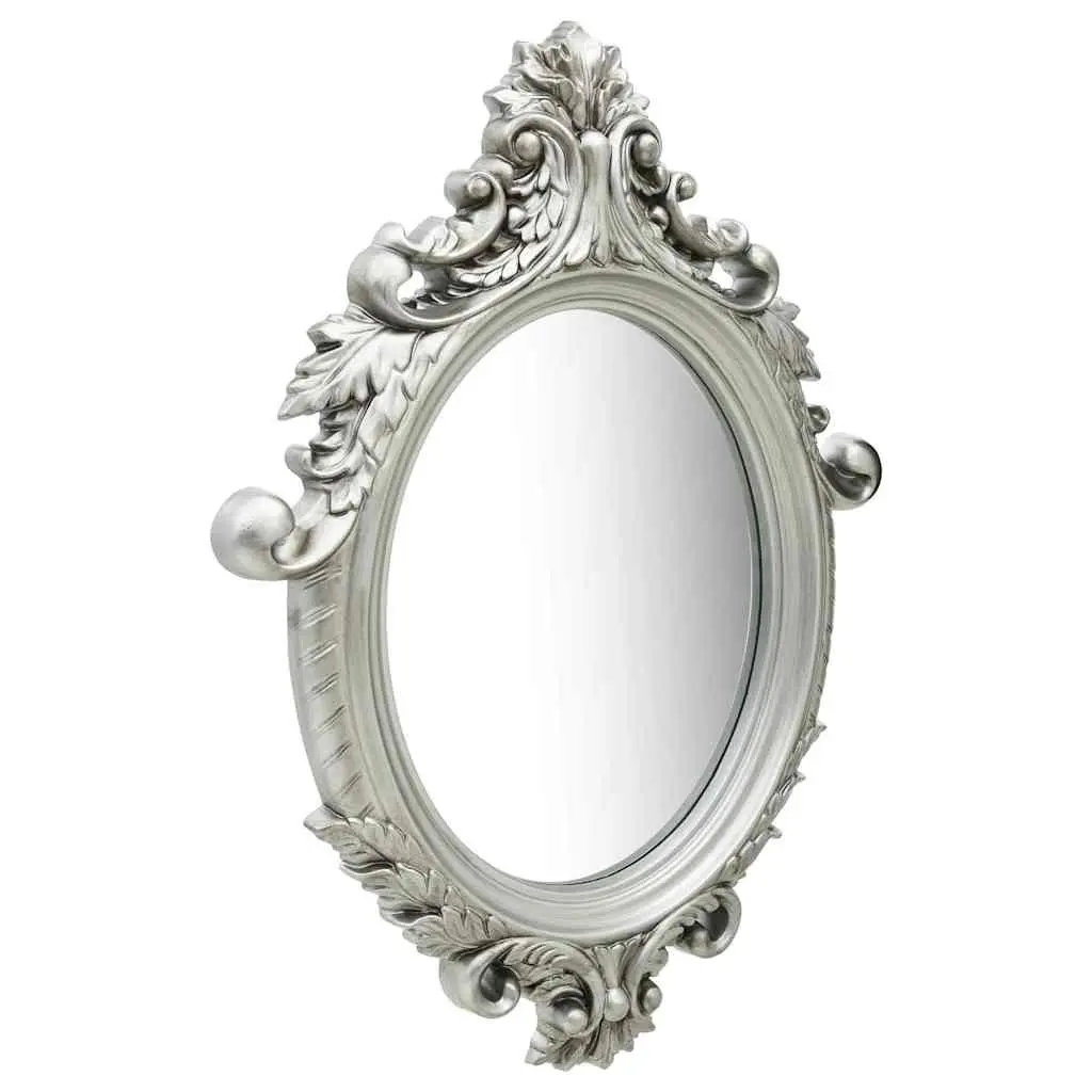 Wall Mirror Castle Style Ornate Silver Frame Decorative Home Decor 56x76cm