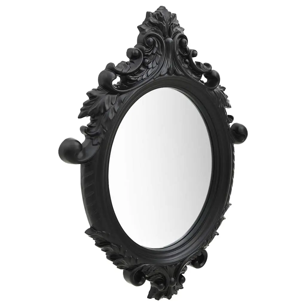 Wall Mirror Castle Style 56x76cm Black Ornate Frame Decor Flat Edge