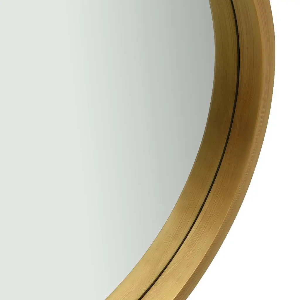Round Mirror Natural Paulownia Wood 50cm Gold Frame