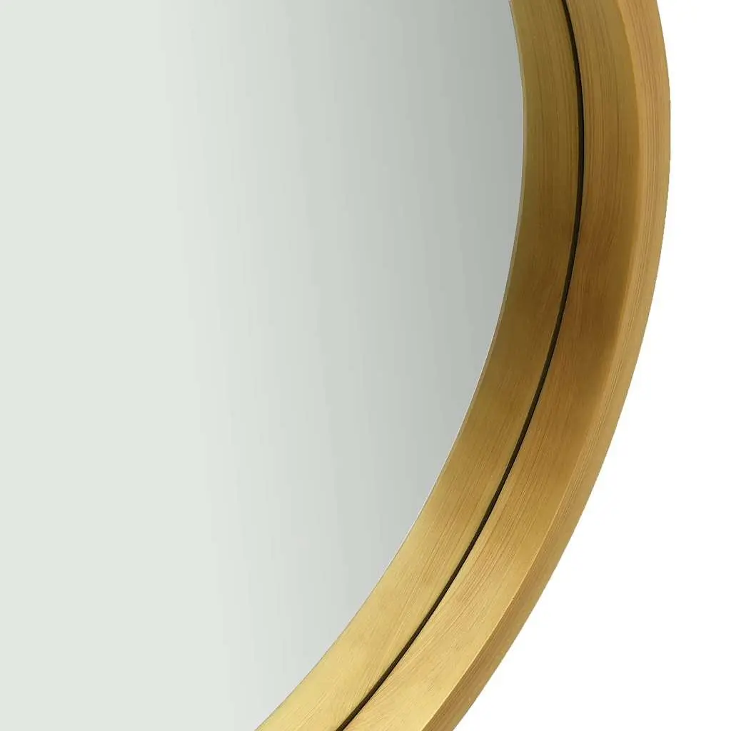 Round Wall Mirror Natural Wood Frame 60cm Gold Color