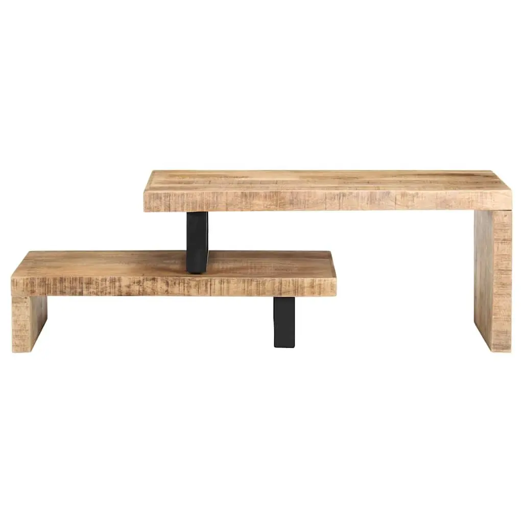 2 Piece Coffee Table Set Solid Mango Wood Brown Living Room Accent Furniture