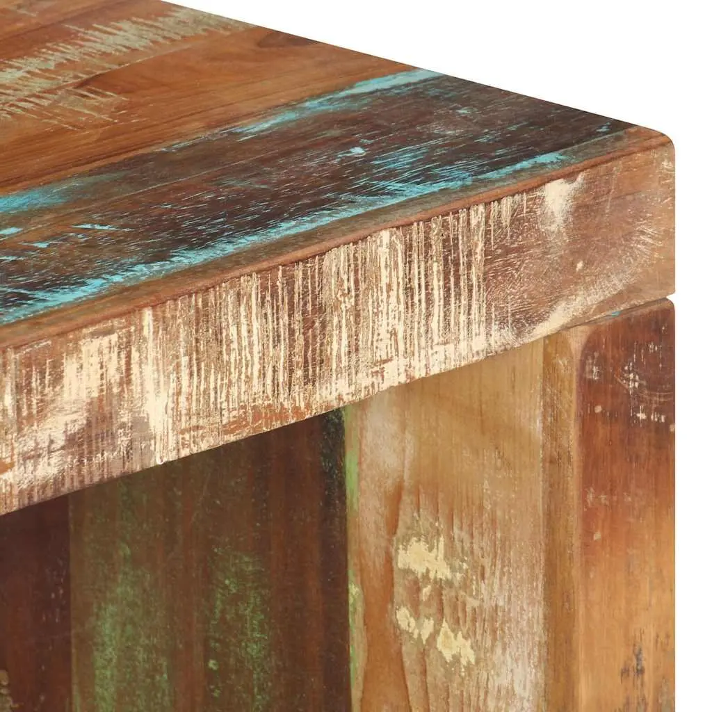 2 Piece Coffee Table Set Handmade Brown Solid Reclaimed Wood with Storage Shelf Iron Legs Living Room Furniture
