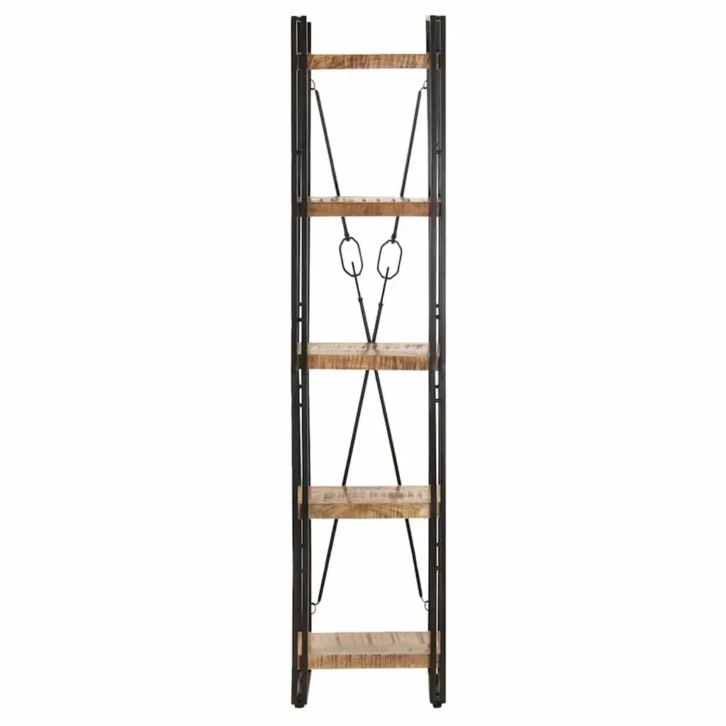 5-Tier Bookcase Solid Mango Wood 40x30x180 cm Brown Industrial Standing Shelf Storage