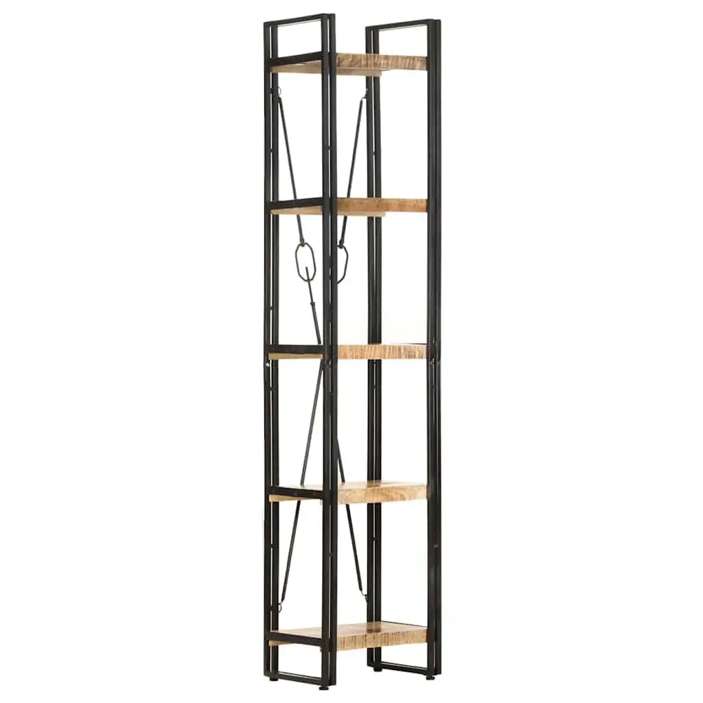 5-Tier Bookcase Solid Mango Wood 40x30x180 cm Brown Industrial Standing Shelf Storage