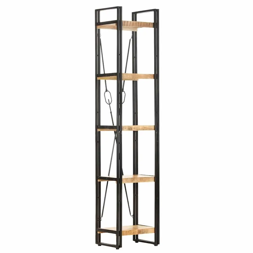 5-Tier Bookcase Solid Mango Wood 40x30x180 cm Brown Industrial Standing Shelf Storage