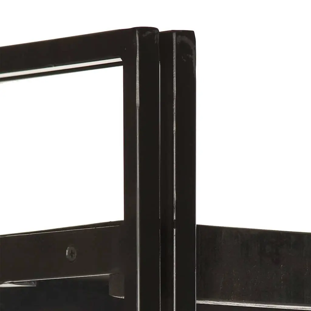 5 Tier Bookcase Solid Mango Wood Black Steel Frame Industrial Style Storage Display Unit