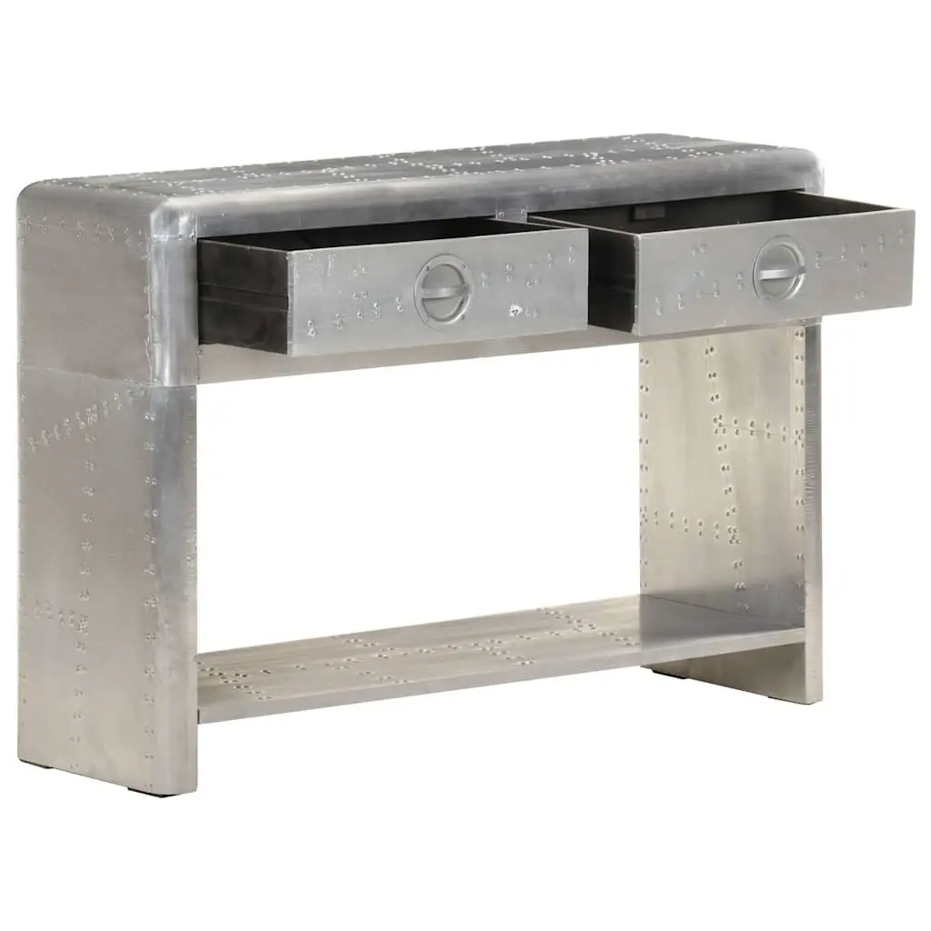 Metal Aviator Sideboard Storage Cabinet 110x35x75 cm Drawers Shelf Silver