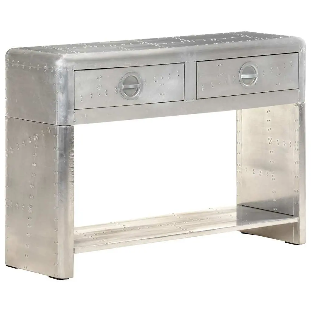 Metal Aviator Sideboard Storage Cabinet 110x35x75 cm Drawers Shelf Silver