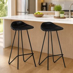 Versatile Black Leather Bar Stools - Perfect for Any Room