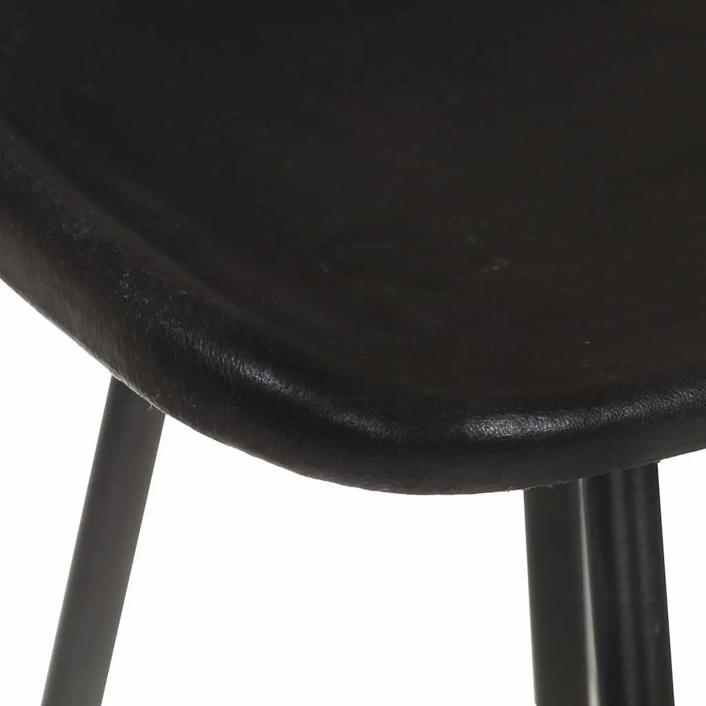 Bar Stools Leather Seat Iron Frame Industrial Style Black 2 Piece