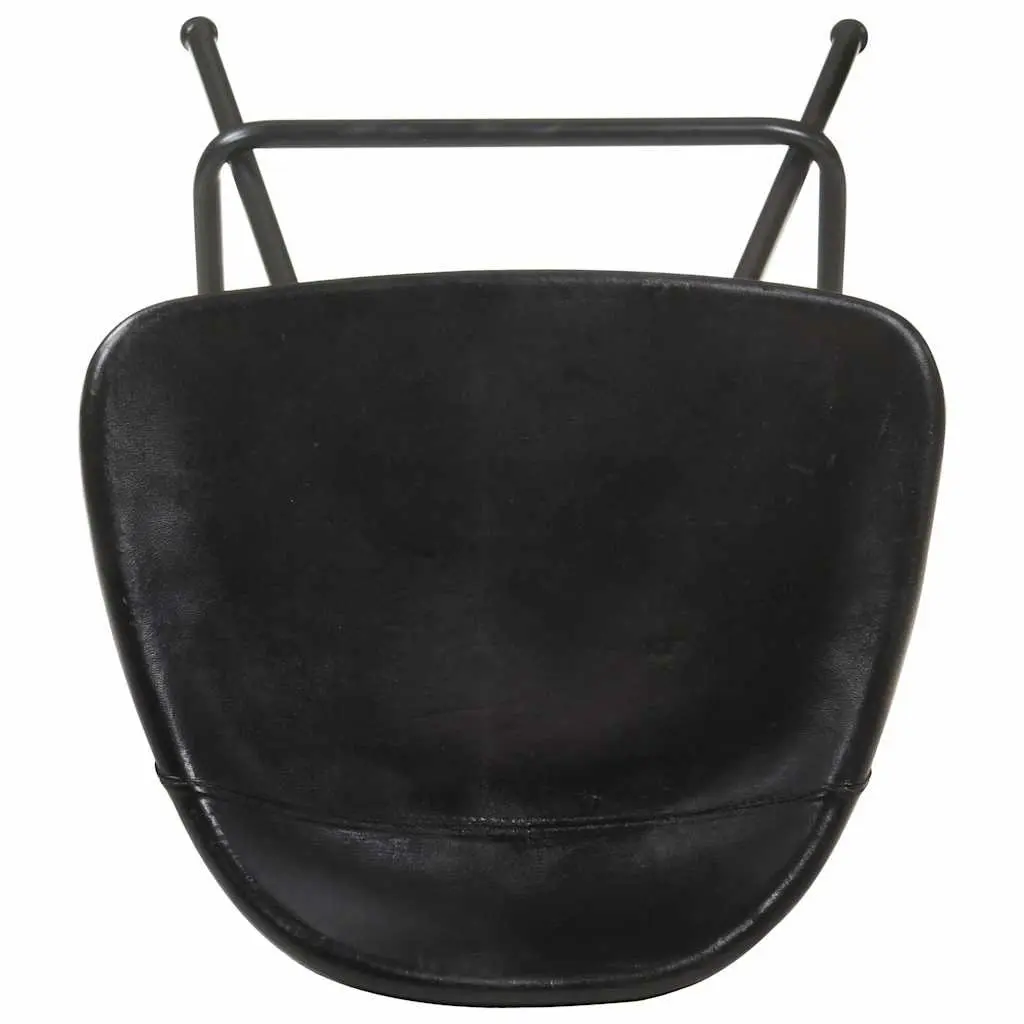 Bar Stools Real Leather Seats Industrial Style 4 Piece Black