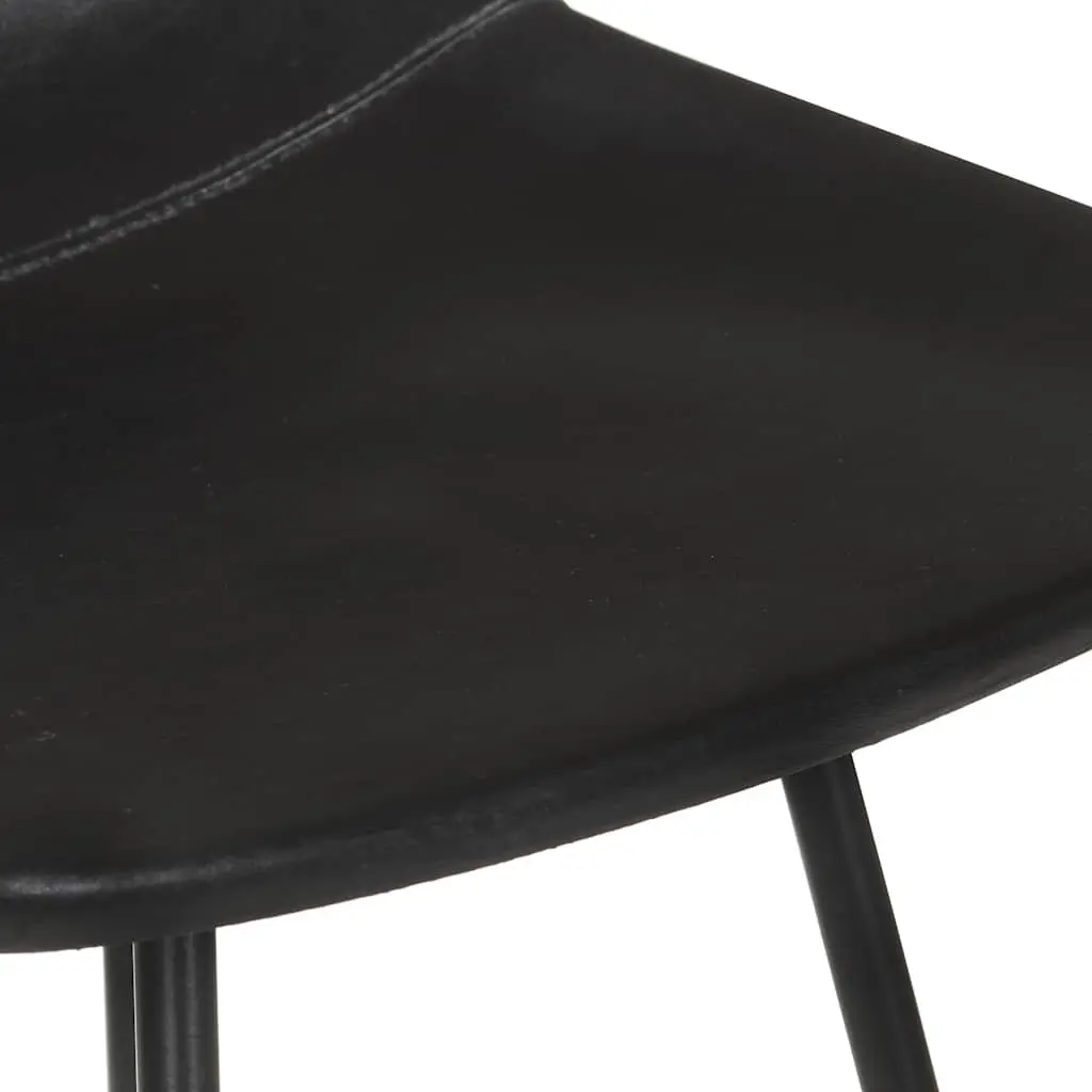 Bar Stools Real Leather Seats Industrial Style 4 Piece Black