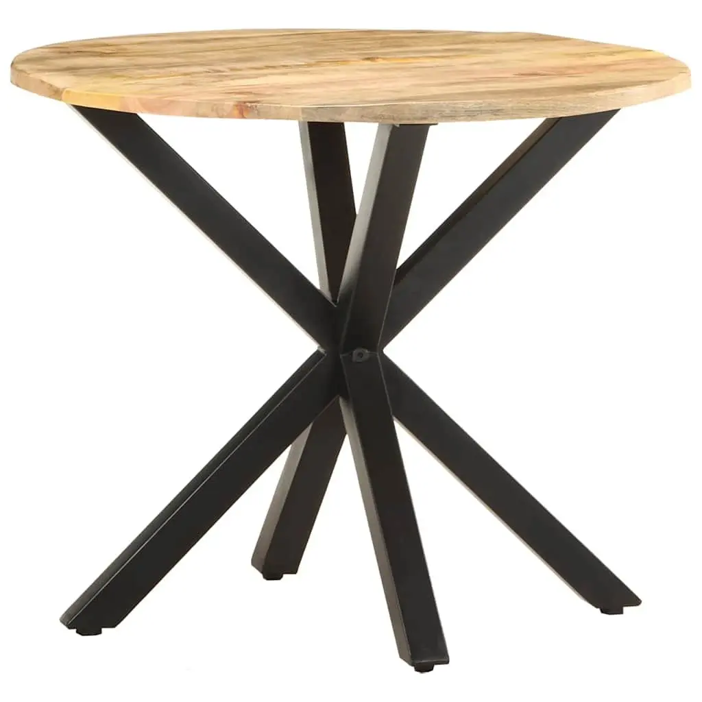 End Table Solid Mango Wood 68x68x56 cm Brown with Powder-Coated Iron Legs Industrial Style Accent Furniture