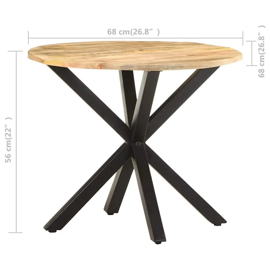 End Table Solid Mango Wood 68x68x56 cm Brown with Powder-Coated Iron Legs Industrial Style Accent Furniture