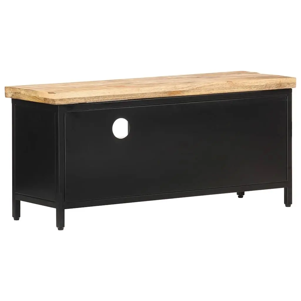 TV Cabinet 90x30x41 cm Rough Mango Wood Black Industrial Storage Unit