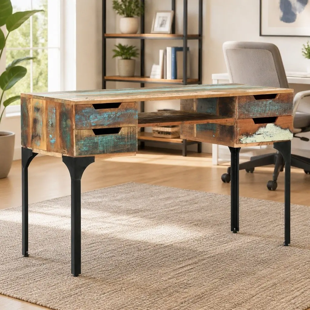 Writing Table in Solid Reclaimed Wood
